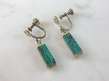 Womens Vintage Estate Sterling Silver Clamp-On Earrings
