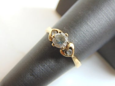 Womens Vintage Estate 10K Yellow Gold CZ Ring