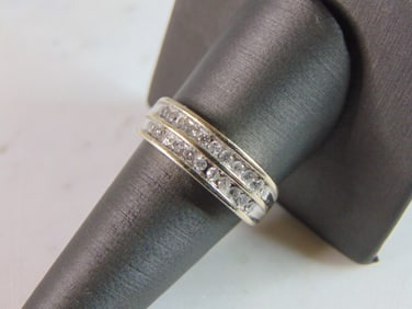 Womens Vintage Estate 14K White Gold Diamond Ring
