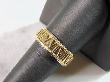 Womens Vintage Estate 10K Yellow Gold Modernist Ring