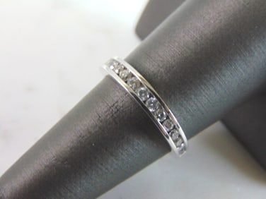 Womens Vintage Estate 10K White Gold Diamond Ring