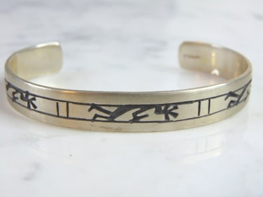 Womens Vintage Estate Sterling Silver Cuff Bracelet