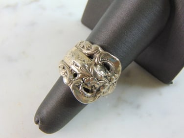 Womens Vintage Estate Sterling Silver Spoon Handle Ring
