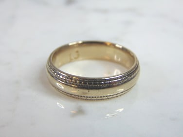 Mens Vintage Estate 14k White Gold Wedding Band Ring