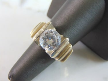 Womens Vintage Estate Sterling Silver CZ Ring