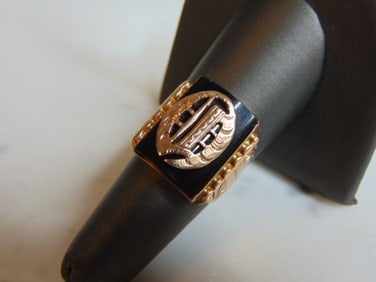 Womens Vintage Estate 10K Rose Gold Band Signet Ring
