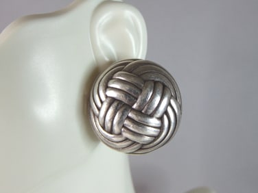 Womens Vintage Estate Sterling Silver Modernist Earrings