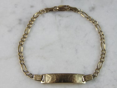 Kids Vintage Estate 14k Yellow Gold Chain Link ID Bracelet