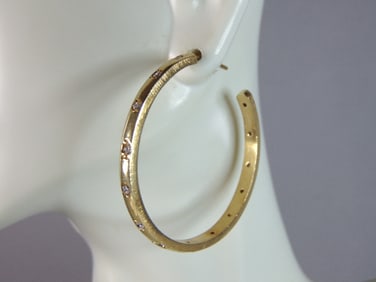 Womens Vintage Estate Sterling Silver Gold Tone Hoop Earrings