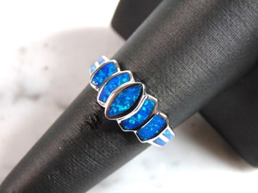 Womens Sterling Silver Modernist Opal Ring