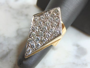 Womens 14K Gold Diamond Cluster Modernist Ring