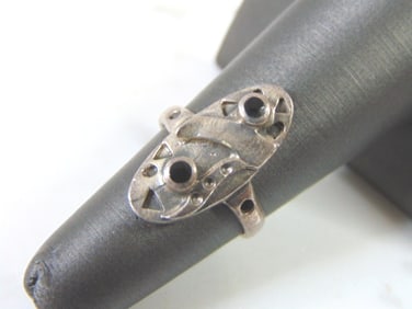 Sterling Silver Modern Abstract Onyx ? Ring