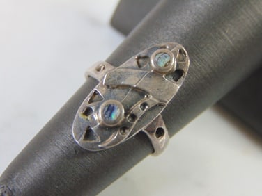 Sterling Silver Modern Abstract Abalone Ring