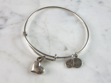Womens Vintage Estate Alex & Ani Heart Charm Bracelet