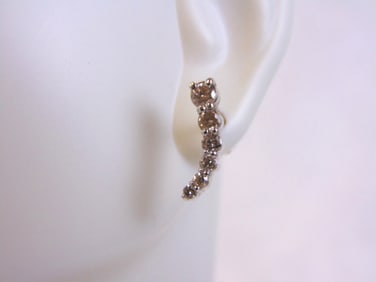 Pr of Womens 14K White Gold Diamond Earrings