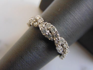 Womens 14K White Gold Diamond Braided Ring