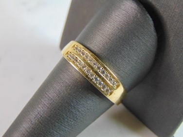 Mens Vintage Estate 10K Yellow Gold Modernist Ring