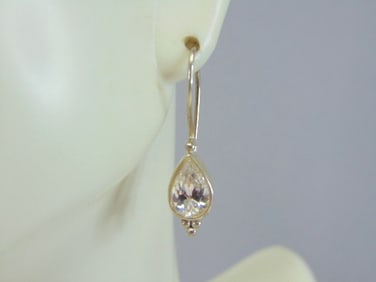 Womens Vintage Estate Sterling Silver CZ Earrings