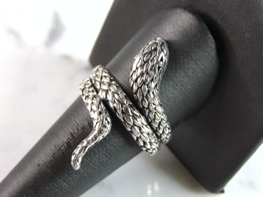 Mens Vintage Estate Sterling Silver Snake Ring