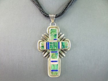Womens Sterling Silver Multi-Stone Cross Necklace