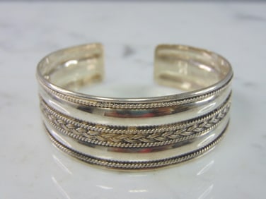 Womens Vintage Estate Sterling Silver Cuff Bracelet