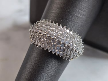 Womens Vintage Estate 10K Yellow Gold Diamond Cluster Ring