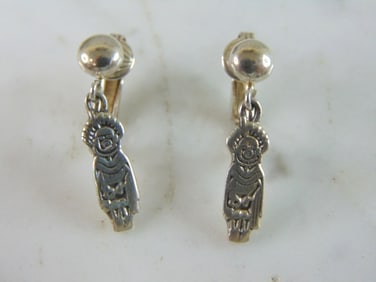 Womens Sterling Silver Southwestern Clip on Earrings