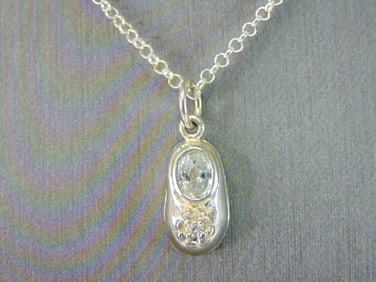 Womens Vintage Estate CZ Shoe Pendant W/ Necklace