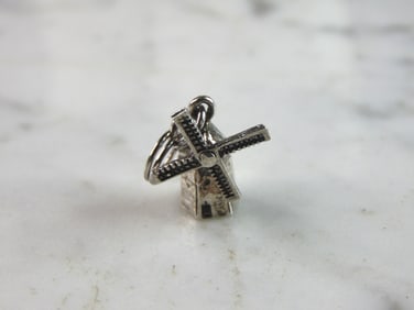 Womens Vintage Estate Sterling Silver Windmill Charm