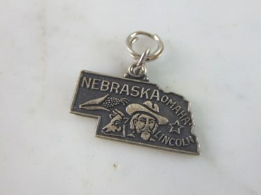 Womens Vintage Estate Sterling Silver Nebraska Charm