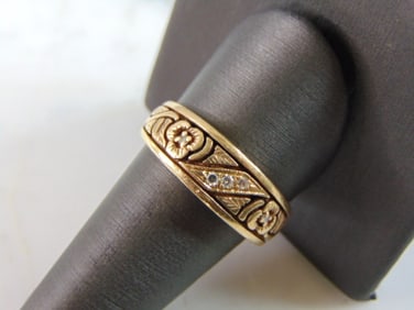 Womens Vintage Estate 14K Yellow Gold Diamond Ring