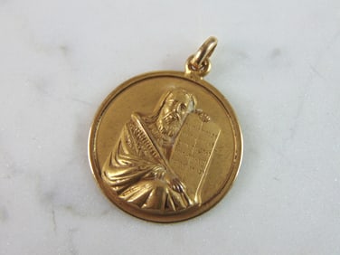 Vintage Estate 14K Yellow Gold Religious Moses Pendant