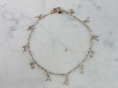 Womens Vintage Estate Sterling Silver Charm Bracelet