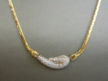 Womens Vintage Estate 18k Yellow & White Gold Necklace