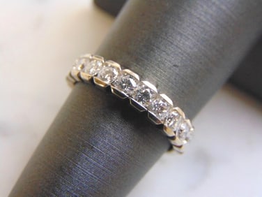 Womens Vintage Estate 14K White Gold Diamond Ring