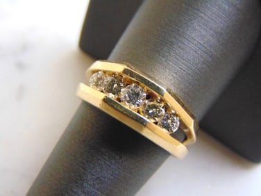 Mens Vintage Estate 14K Yellow Gold Diamond Ring