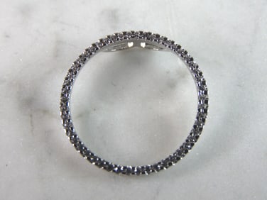 Womens Vintage Estate Sterling Silver CZ Eternity Pendant