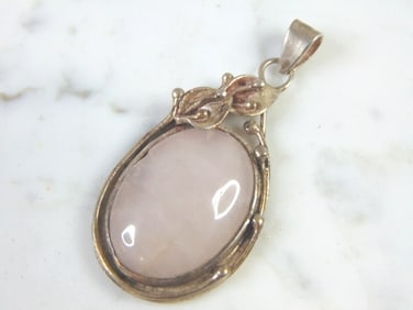 Womens Vintage Estate Sterling Silver Quartz Pendant