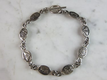 Womens Vintage Estate Sterling Silver Aztec Bracelet