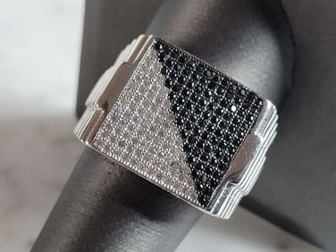 Mens Vintage Estate Sterling Silver CZ Ring