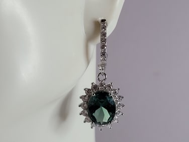 Womens Sterling Silver Modernist CZ Earrings