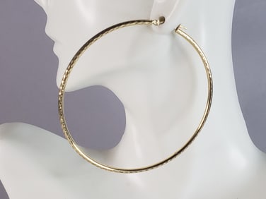 Pr of Womens Vintage Estate 14K Yellow Gold Hoop Earrings