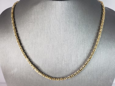 Vintage Estate 14K Gold Byzantine Chain Link Necklace