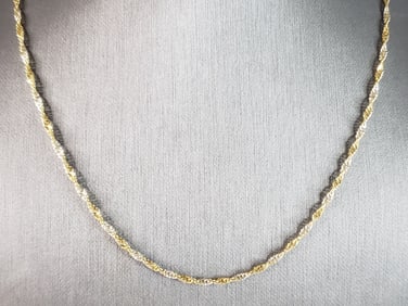 Womens Vintage Estate 14K Yellow & White Gold Twisted Necklace