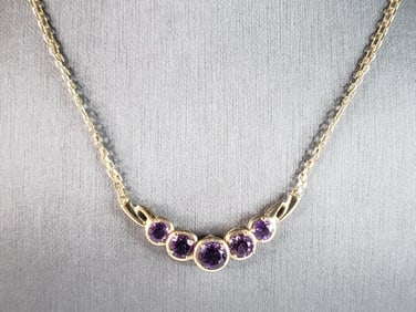 Womens Vintage Estate 14k Gold Amethyst Necklace