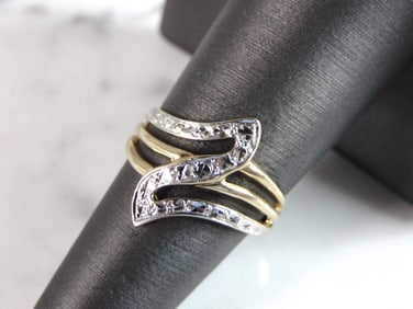 Womens Vintage Estate 10k Yellow Gold Modernist Ring