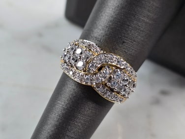 Womens Vintage Estate Sterling Silver Gold Tone CZ Ring