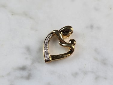 Womens Vintage Estate Sterling Silver Gold Tone Heart Pendant