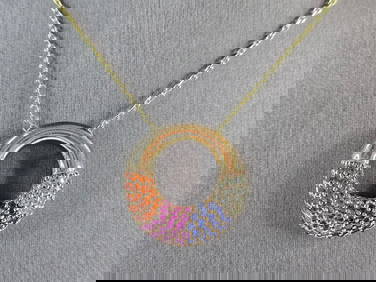 Womens Estate Sterling Silver Gold Tone Modernist Pendant Necklace (1 of 4)