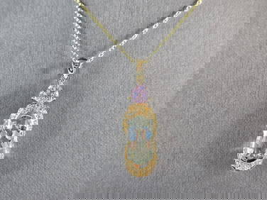 Womens Estate Sterling Silver Gold Tone Modernist Pendant Necklace (1 of 4)
